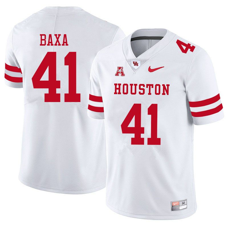 Men #41 Bubba Baxa Houston Cougars College Football Jerseys Sale-White - Click Image to Close